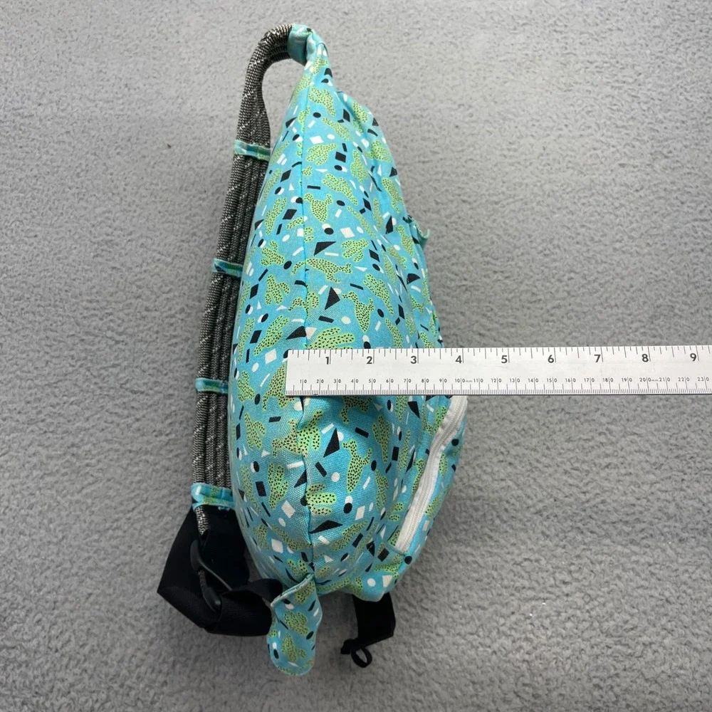 KAVU Rope Bag Crossbody Blue Cactus Geometric Print Canvas Sling Travel Backpack